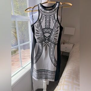Vintage Express Black and White Geometric Mini Dress